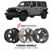 FORGED WHEELS RIMS for JEEP WRANGLER WILLYS JL 2018+

Custom forged wheels for Jeep Wrangler Willys JL 2018+. Made-to-order monoblock, 2-piece and 3-piece rims in custom sizes, offsets, colors and finishes with guaranteed fitment.

We manufacture premium quality forged wheels rims for Jeep Wrangler Willys JL 2018+ in any design, size, color.

THIS WHEEL DESIGN CAN BE CUSTOM-MADE FOR YOUR CAR IN ANY SIZE AND COLOR OPTIONS
Available in monoblock, 2-piece, 3-piece, duoblock, beadlock
3D wheel renderings are pr