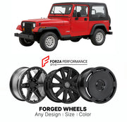 FORGED WHEELS RIMS for JEEP WRANGLER YJ 1990 - 1995

Custom forged wheels for Jeep Wrangler YJ 1990 - 1995. Made-to-order monoblock, 2-piece and 3-piece rims in custom sizes, offsets, colors and finishes with guaranteed fitment.

We manufacture premium quality forged wheels rims for Jeep Wrangler YJ 1990 - 1995 in any design, size, color.

THIS WHEEL DESIGN CAN BE CUSTOM-MADE FOR YOUR CAR IN ANY SIZE AND COLOR OPTIONS
Available in monoblock, 2-piece, 3-piece, duoblock, beadlock
3D wheel renderings are provi
