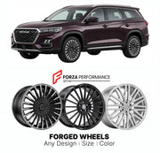 Custom forged wheels for Jetour Chery X95 2019+. Made-to-order monoblock, 2-piece and 3-piece wheels in custom sizes, offsets, colors and finishes with guaranteed vehicle fitment.

We manufacture premium quality forged wheels rims for Jetour Chery X95 2019+ in any design, size, color.

THIS WHEEL DESIGN CAN BE CUSTOM-MADE FOR YOUR CAR IN ANY SIZE AND COLOR OPTIONS
Available in monoblock, 2-piece, 3-piece, duoblock, beadlock
3D wheel renderings are provided according to the exact dimensions and specification