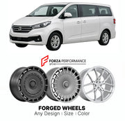 Custom forged wheels for LDV Maxus G10 2020+. Made-to-order monoblock, 2-piece and 3-piece wheels in custom sizes, offsets, colors and finishes with guaranteed vehicle fitment.

We manufacture premium quality forged wheels rims for LDV Maxus G10 2020+ in any design, size, color.

THIS WHEEL DESIGN CAN BE CUSTOM-MADE FOR YOUR CAR IN ANY SIZE AND COLOR OPTIONS
Available in monoblock, 2-piece, 3-piece, duoblock, beadlock
3D wheel renderings are provided according to the exact dimensions and specifications requ
