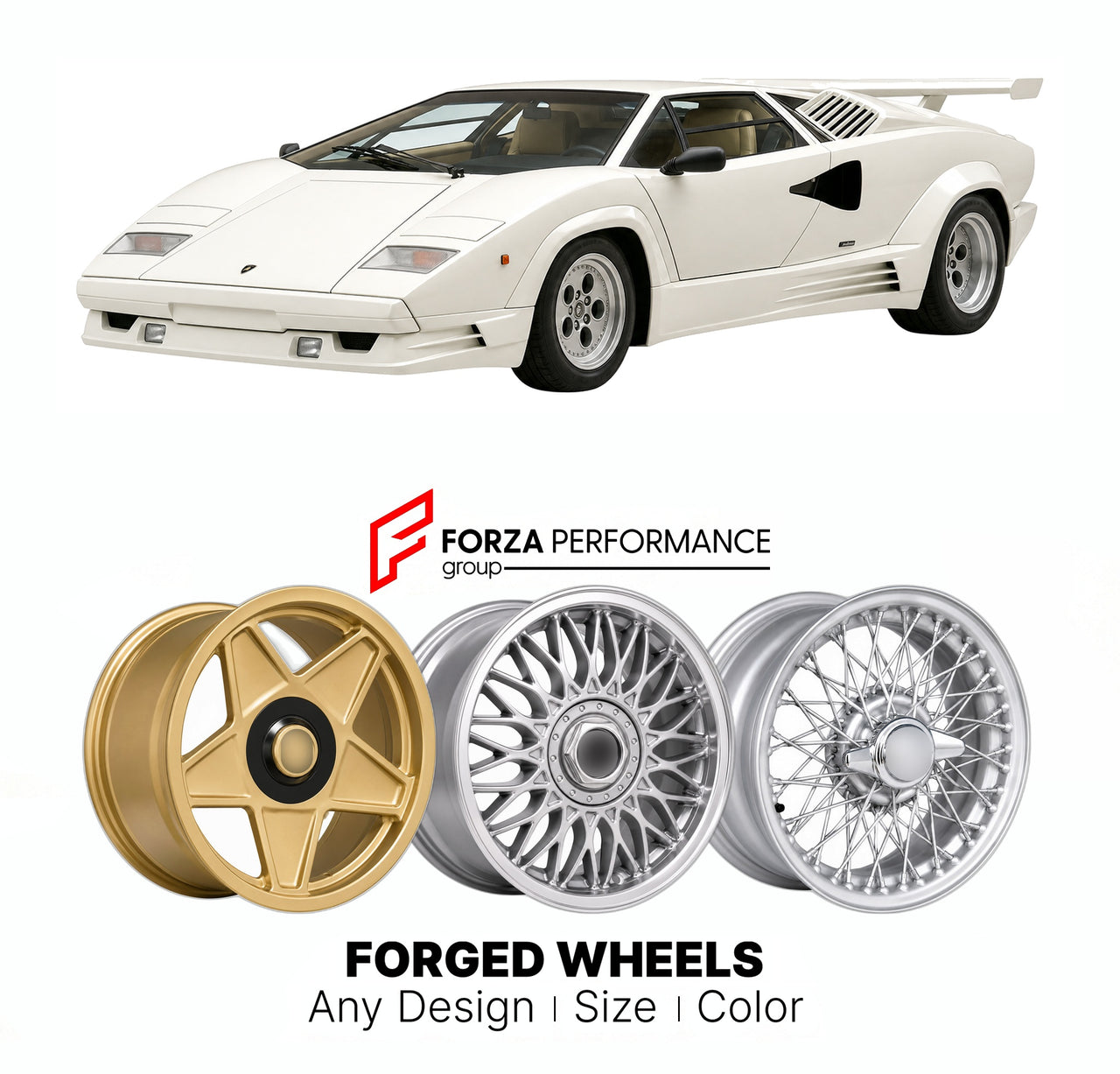 CUSTOM CLASSIC VINTAGE RESTOMOD RETRO OLD SCHOOL FORGED WHEELS RIMS for LAMBORGHINI COUNTACH 25TH ANNIVERSARY 1988 - 1990

Custom forged wheels for Lamborghini Countach 25th Anniversary 1988 - 1990. Classic, vintage, restomod wheel designs made to order in custom sizes, offsets, colors and finishes.

We manufacture premium quality forged wheels rims for Lamborghini Countach 25th Anniversary 1988 - 1990 in any design, size, color.

THIS WHEEL DESIGN CAN BE CUSTOM-MADE FOR YOUR CAR IN ANY SIZE AND COLOR OPTIO