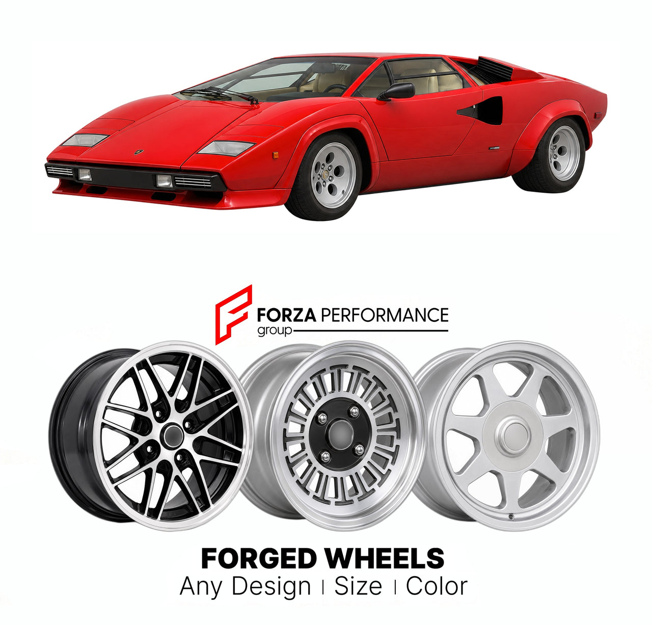 CUSTOM CLASSIC VINTAGE RESTOMOD RETRO OLD SCHOOL FORGED WHEELS RIMS for LAMBORGHINI COUNTACH LP500S 1982 - 1985

Custom forged wheels for Lamborghini Countach LP500S 1982 - 1985. Classic, vintage, restomod wheel designs made to order in custom sizes, offsets, colors and finishes.

We manufacture premium quality forged wheels rims for Lamborghini Countach LP500S 1982 - 1985 in any design, size, color.

THIS WHEEL DESIGN CAN BE CUSTOM-MADE FOR YOUR CAR IN ANY SIZE AND COLOR OPTIONS
Available in monoblock, 2-p
