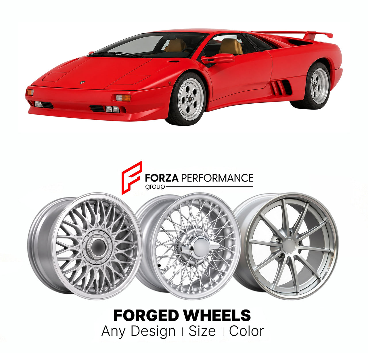 CUSTOM CLASSIC VINTAGE RESTOMOD RETRO OLD SCHOOL FORGED WHEELS RIMS for LAMBORGHINI DIABLO 1990 - 2000

Custom forged wheels for Lamborghini Diablo 1990 - 2000. Classic, vintage, restomod wheel designs made to order in custom sizes, offsets, colors and finishes.

We manufacture premium quality forged wheels rims for Lamborghini Diablo 1990 - 2000 in any design, size, color.

THIS WHEEL DESIGN CAN BE CUSTOM-MADE FOR YOUR CAR IN ANY SIZE AND COLOR OPTIONS
Available in monoblock, 2-piece, 3-piece, duoblock, be