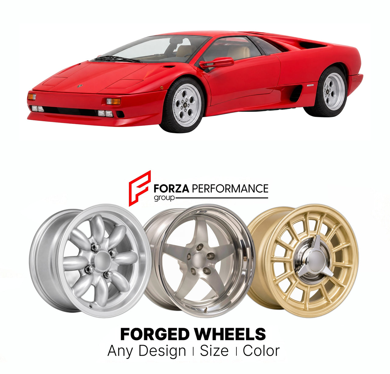 CUSTOM CLASSIC VINTAGE RESTOMOD RETRO OLD SCHOOL FORGED WHEELS RIMS for LAMBORGHINI DIABLO 1990 - 2001

Custom forged wheels for Lamborghini Diablo 1990 - 2001. Classic, vintage, restomod wheel designs made to order in custom sizes, offsets, colors and finishes.

We manufacture premium quality forged wheels rims for Lamborghini Diablo 1990 - 2001 in any design, size, color.

THIS WHEEL DESIGN CAN BE CUSTOM-MADE FOR YOUR CAR IN ANY SIZE AND COLOR OPTIONS
Available in monoblock, 2-piece, 3-piece, duoblock, be
