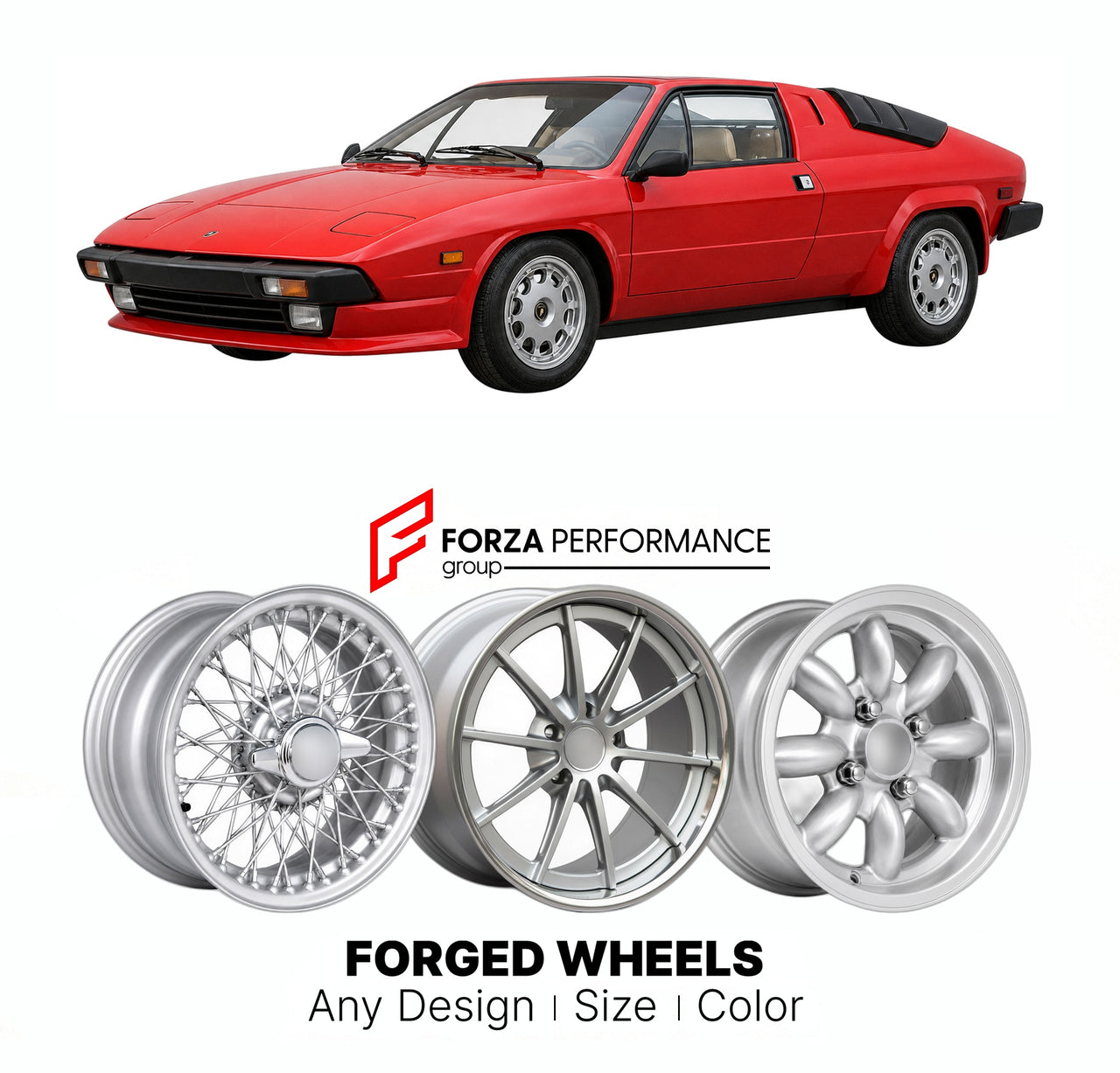 CUSTOM CLASSIC VINTAGE RESTOMOD RETRO OLD SCHOOL FORGED WHEELS RIMS for LAMBORGHINI JALPA 1981 - 1988

Custom forged wheels for Lamborghini Jalpa 1981 - 1988. Classic, vintage, restomod wheel designs made to order in custom sizes, offsets, colors and finishes.

We manufacture premium quality forged wheels rims for Lamborghini Jalpa 1981 - 1988 in any design, size, color.

THIS WHEEL DESIGN CAN BE CUSTOM-MADE FOR YOUR CAR IN ANY SIZE AND COLOR OPTIONS
Available in monoblock, 2-piece, 3-piece, duoblock, beadl