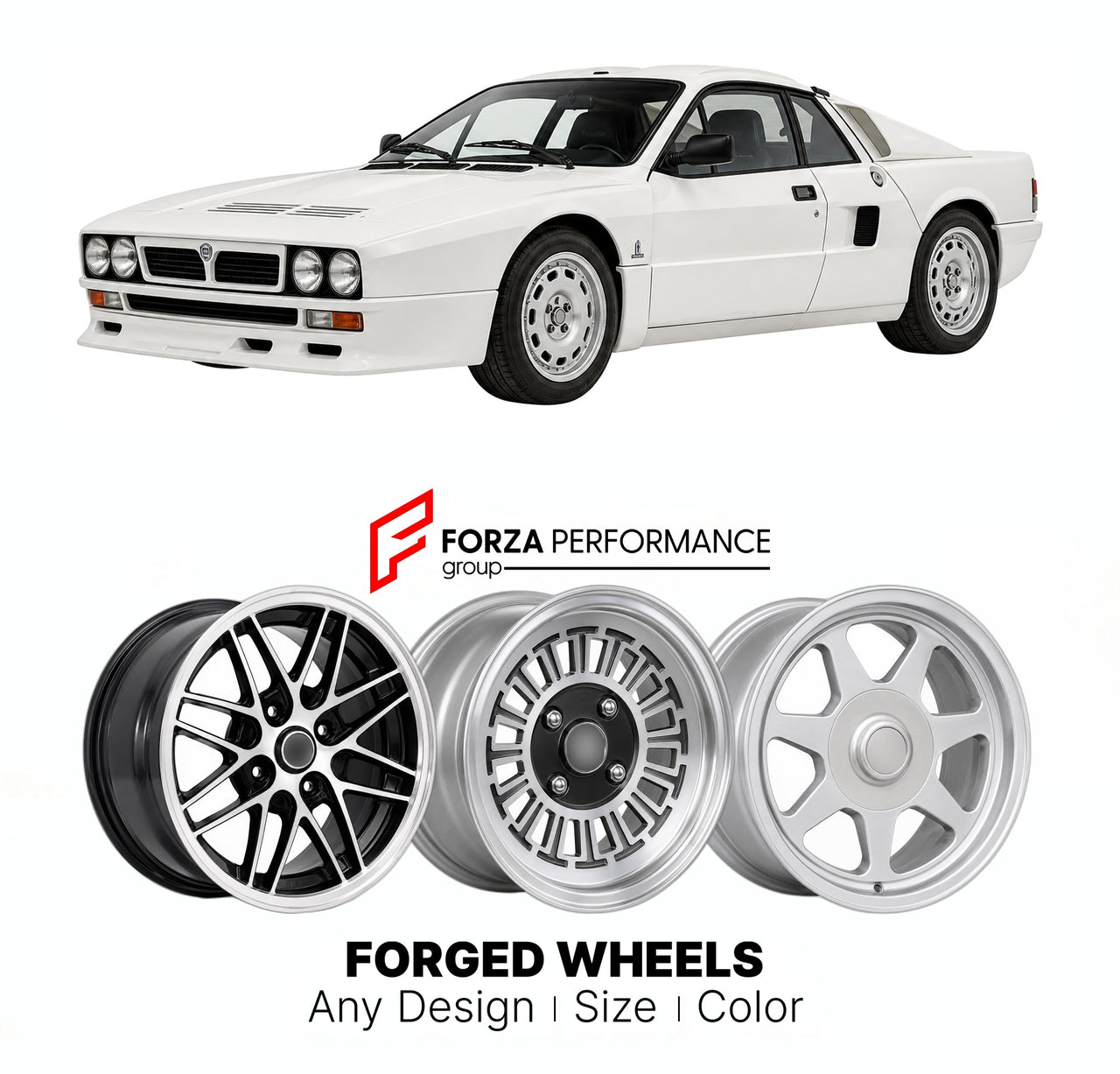 CUSTOM CLASSIC VINTAGE RESTOMOD RETRO OLD SCHOOL FORGED WHEELS RIMS for LANCIA 037 GROUP B TIPO 151 1982 - 1984

Custom forged wheels for Lancia 037 Group B Tipo 151 1982 - 1984. Classic, vintage, restomod wheel designs made to order in custom sizes, offsets, colors and finishes.

We manufacture premium quality forged wheels rims for Lancia 037 Group B Tipo 151 1982 - 1984 in any design, size, color.

THIS WHEEL DESIGN CAN BE CUSTOM-MADE FOR YOUR CAR IN ANY SIZE AND COLOR OPTIONS
Available in monoblock, 2-p