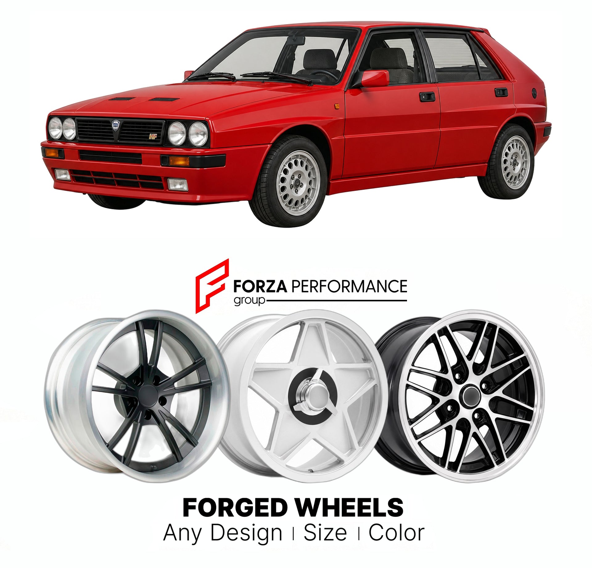 CUSTOM CLASSIC VINTAGE RESTOMOD RETRO OLD SCHOOL FORGED WHEELS RIMS for LANCIA DELTA HF 4WD 1986 - 1987

Custom forged wheels for Lancia Delta HF 4WD 1986 - 1987. Classic, vintage, restomod wheel designs made to order in custom sizes, offsets, colors and finishes.

We manufacture premium quality forged wheels rims for Lancia Delta HF 4WD 1986 - 1987 in any design, size, color.

THIS WHEEL DESIGN CAN BE CUSTOM-MADE FOR YOUR CAR IN ANY SIZE AND COLOR OPTIONS
Available in monoblock, 2-piece, 3-piece, duoblock,
