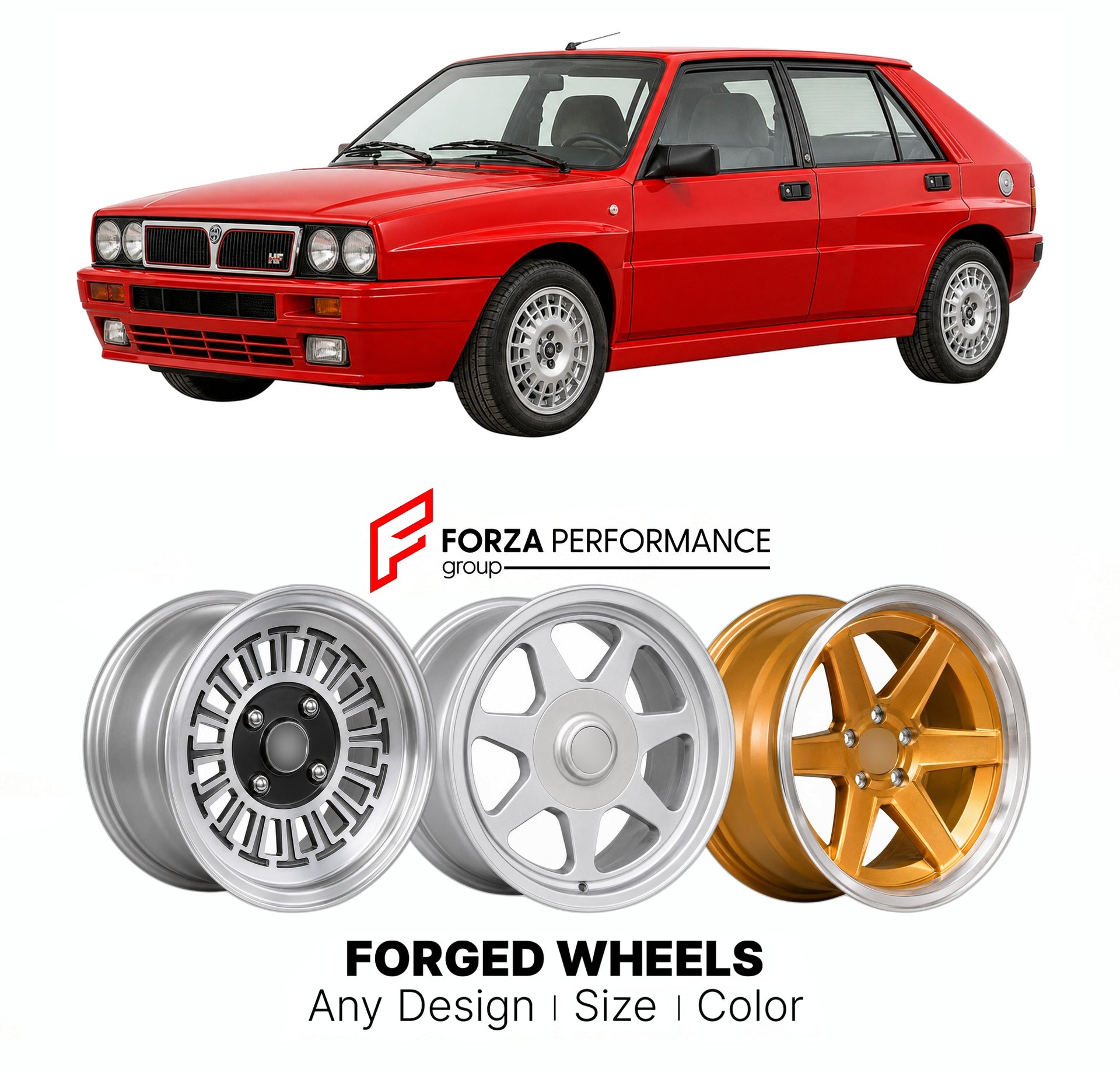 CUSTOM CLASSIC VINTAGE RESTOMOD RETRO OLD SCHOOL FORGED WHEELS RIMS for LANCIA DELTA HF INTEGRALE 1987 - 1994

Custom forged wheels for Lancia Delta HF Integrale 1987 - 1994. Classic, vintage, restomod wheel designs made to order in custom sizes, offsets, colors and finishes.

We manufacture premium quality forged wheels rims for Lancia Delta HF Integrale 1987 - 1994 in any design, size, color.

THIS WHEEL DESIGN CAN BE CUSTOM-MADE FOR YOUR CAR IN ANY SIZE AND COLOR OPTIONS
Available in monoblock, 2-piece, 