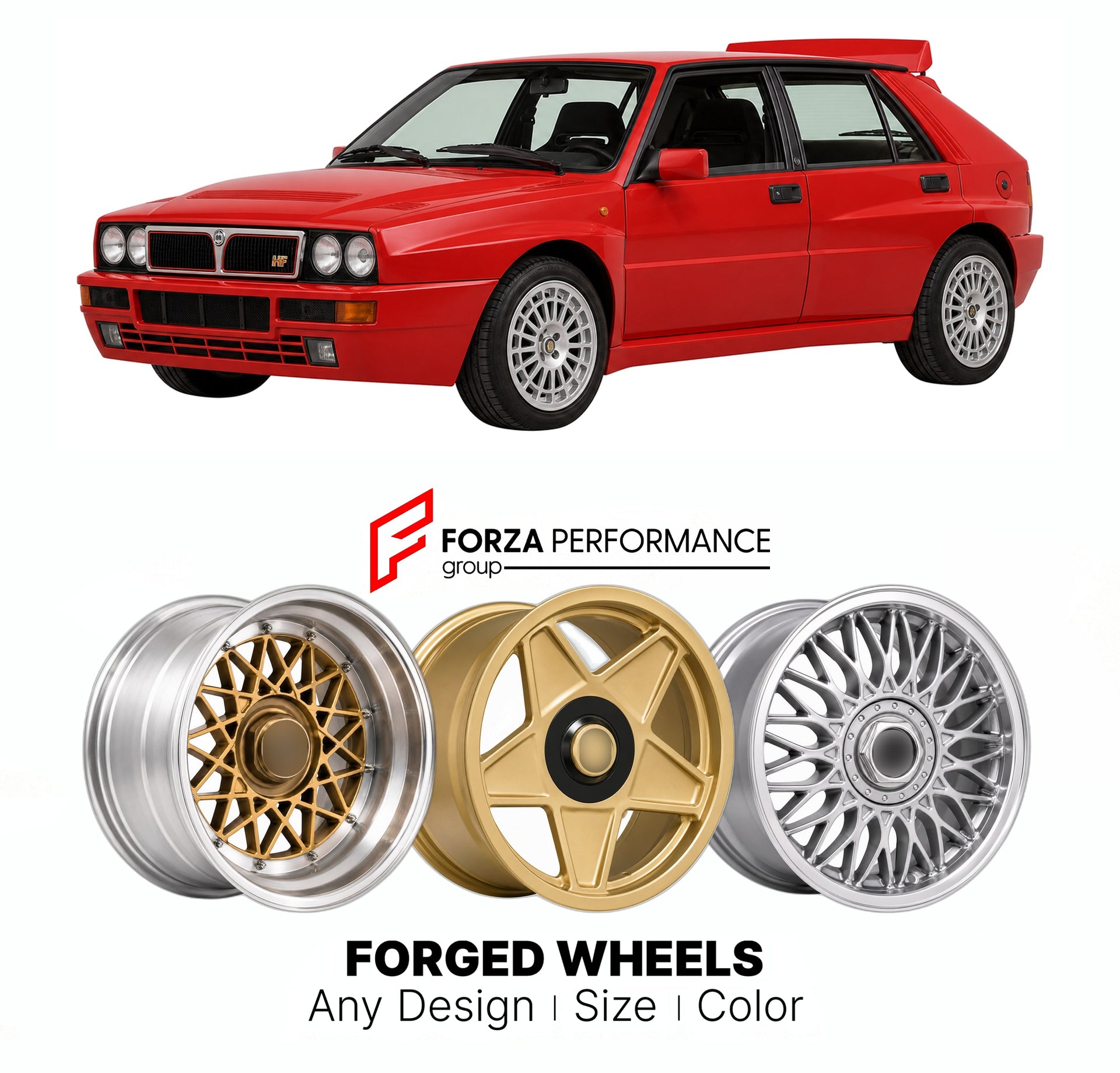 CUSTOM CLASSIC VINTAGE RESTOMOD RETRO OLD SCHOOL FORGED WHEELS RIMS for LANCIA DELTA HF INTEGRALE EVOLUZIONE II 1993 - 1994

Custom forged wheels for Lancia Delta HF Integrale Evoluzione II 1993 - 1994. Classic, vintage, restomod wheel designs made to order in custom sizes, offsets, colors and finishes.

We manufacture premium quality forged wheels rims for Lancia Delta HF Integrale Evoluzione II 1993 - 1994 in any design, size, color.

THIS WHEEL DESIGN CAN BE CUSTOM-MADE FOR YOUR CAR IN ANY SIZE AND COLOR