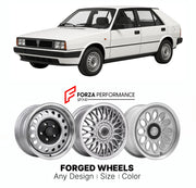 CUSTOM CLASSIC VINTAGE RESTOMOD RETRO OLD SCHOOL FORGED WHEELS RIMS for LANCIA DELTA MK 1 1979 - 1994

Custom forged wheels for Lancia Delta MK 1 1979 - 1994. Classic, vintage, restomod wheel designs made to order in custom sizes, offsets, colors and finishes.

We manufacture premium quality forged wheels rims for Lancia Delta MK 1 1979 - 1994 in any design, size, color.

THIS WHEEL DESIGN CAN BE CUSTOM-MADE FOR YOUR CAR IN ANY SIZE AND COLOR OPTIONS
Available in monoblock, 2-piece, 3-piece, duoblock, beadl