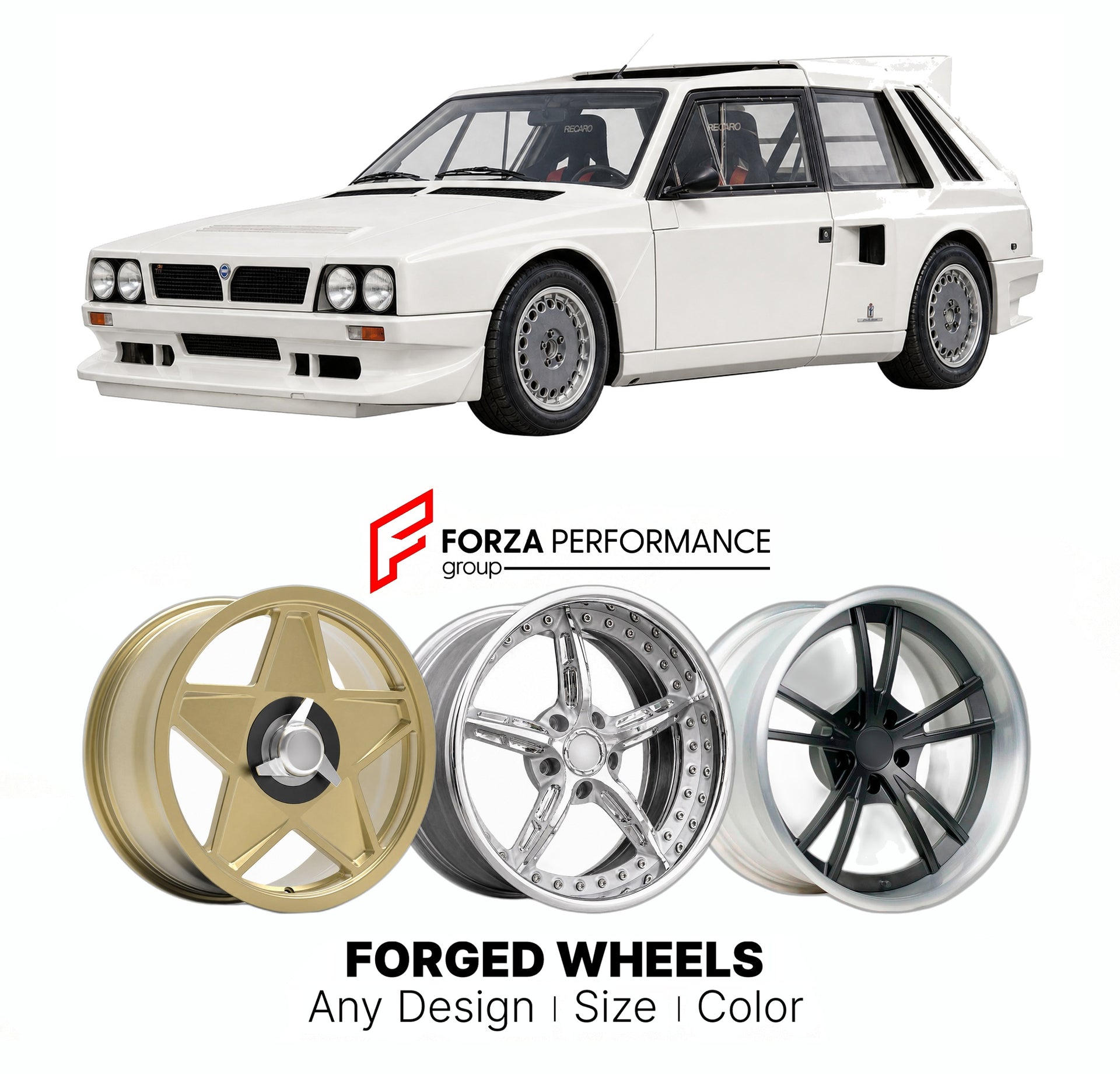CUSTOM CLASSIC VINTAGE RESTOMOD RETRO OLD SCHOOL FORGED WHEELS RIMS for LANCIA DELTA S4 GROUP B SE038 1985 - 1986

Custom forged wheels for Lancia Delta S4 Group B SE038 1985 - 1986. Classic, vintage, restomod wheel designs made to order in custom sizes, offsets, colors and finishes.

We manufacture premium quality forged wheels rims for Lancia Delta S4 Group B SE038 1985 - 1986 in any design, size, color.

THIS WHEEL DESIGN CAN BE CUSTOM-MADE FOR YOUR CAR IN ANY SIZE AND COLOR OPTIONS
Available in monobloc