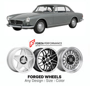 CUSTOM CLASSIC VINTAGE RESTOMOD RETRO OLD SCHOOL FORGED WHEELS RIMS for LANCIA FLAVIA 1962 - 1967

Custom forged wheels for Lancia Flavia 1962 - 1967. Classic, vintage, restomod wheel designs made to order in custom sizes, offsets, colors and finishes.

We manufacture premium quality forged wheels rims for Lancia Flavia 1962 - 1967 in any design, size, color.

THIS WHEEL DESIGN CAN BE CUSTOM-MADE FOR YOUR CAR IN ANY SIZE AND COLOR OPTIONS
Available in monoblock, 2-piece, 3-piece, duoblock, beadlock
3D wheel