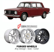 CUSTOM CLASSIC VINTAGE RESTOMOD RETRO OLD SCHOOL FORGED WHEELS RIMS for LANCIA FULVIA BERLINA 1963 - 1972

Custom forged wheels for Lancia Fulvia Berlina 1963 - 1972. Classic, vintage, restomod wheel designs made to order in custom sizes, offsets, colors and finishes.

We manufacture premium quality forged wheels rims for Lancia Fulvia Berlina 1963 - 1972 in any design, size, color.

THIS WHEEL DESIGN CAN BE CUSTOM-MADE FOR YOUR CAR IN ANY SIZE AND COLOR OPTIONS
Available in monoblock, 2-piece, 3-piece, duo