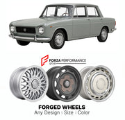 CUSTOM CLASSIC VINTAGE RESTOMOD RETRO OLD SCHOOL FORGED WHEELS RIMS for LANCIA FULVIA BERLINA 1963 - 1976

Custom forged wheels for Lancia Fulvia Berlina 1963 - 1976. Classic, vintage, restomod wheel designs made to order in custom sizes, offsets, colors and finishes.

We manufacture premium quality forged wheels rims for Lancia Fulvia Berlina 1963 - 1976 in any design, size, color.

THIS WHEEL DESIGN CAN BE CUSTOM-MADE FOR YOUR CAR IN ANY SIZE AND COLOR OPTIONS
Available in monoblock, 2-piece, 3-piece, duo