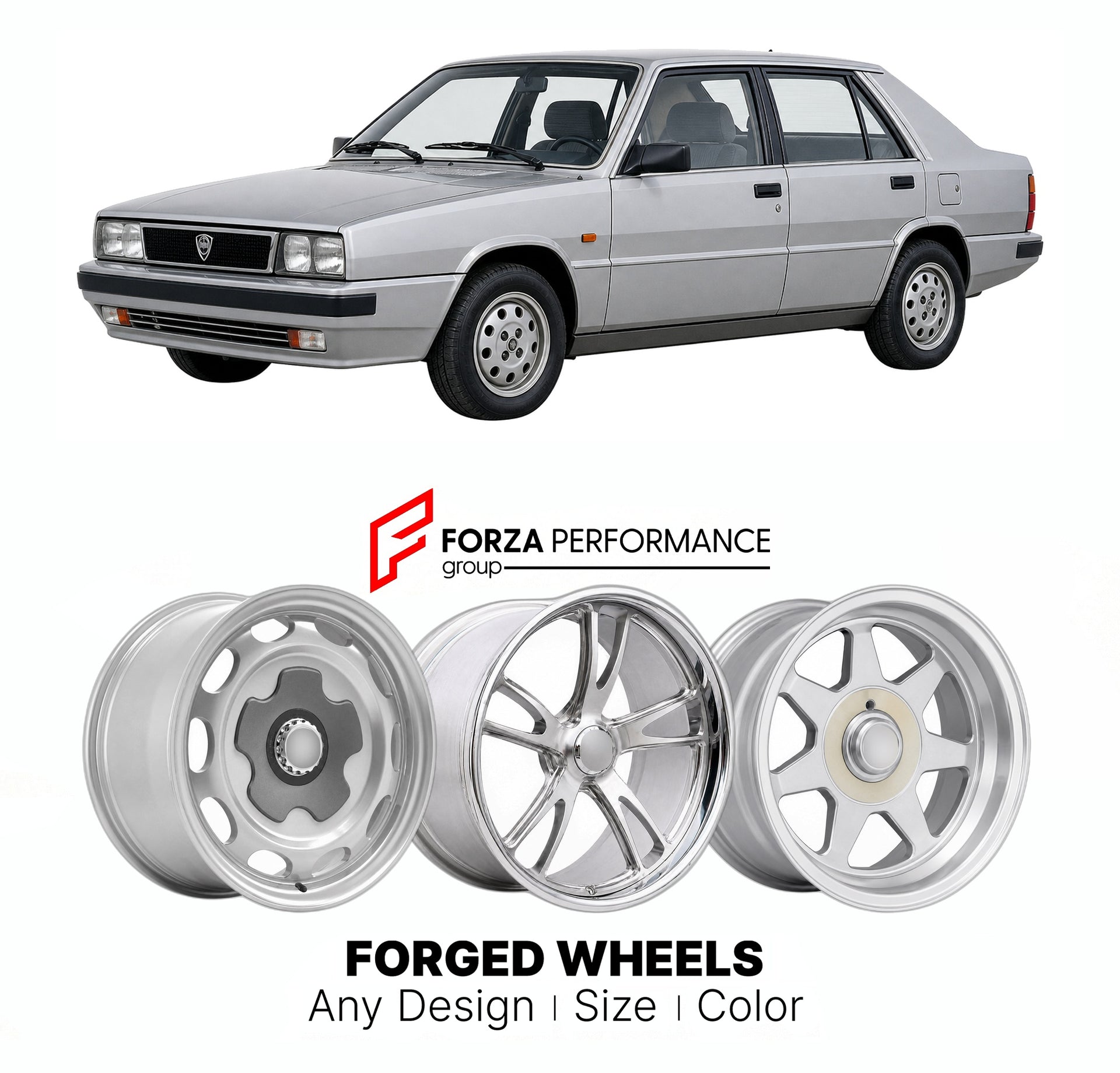 CUSTOM CLASSIC VINTAGE RESTOMOD RETRO OLD SCHOOL FORGED WHEELS RIMS for LANCIA PRISMA 1982 - 1989

Custom forged wheels for Lancia Prisma 1982 - 1989. Classic, vintage, restomod wheel designs made to order in custom sizes, offsets, colors and finishes.

We manufacture premium quality forged wheels rims for Lancia Prisma 1982 - 1989 in any design, size, color.

THIS WHEEL DESIGN CAN BE CUSTOM-MADE FOR YOUR CAR IN ANY SIZE AND COLOR OPTIONS
Available in monoblock, 2-piece, 3-piece, duoblock, beadlock
3D wheel