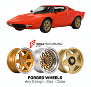 CUSTOM CLASSIC VINTAGE RESTOMOD RETRO OLD SCHOOL FORGED WHEELS RIMS for LANCIA STRATOS HF 1973 - 1978

Custom forged wheels for Lancia Stratos HF 1973 - 1978. Classic, vintage, restomod wheel designs made to order in custom sizes, offsets, colors and finishes.

We manufacture premium quality forged wheels rims for Lancia Stratos HF 1973 - 1978 in any design, size, color.

THIS WHEEL DESIGN CAN BE CUSTOM-MADE FOR YOUR CAR IN ANY SIZE AND COLOR OPTIONS
Available in monoblock, 2-piece, 3-piece, duoblock, beadl