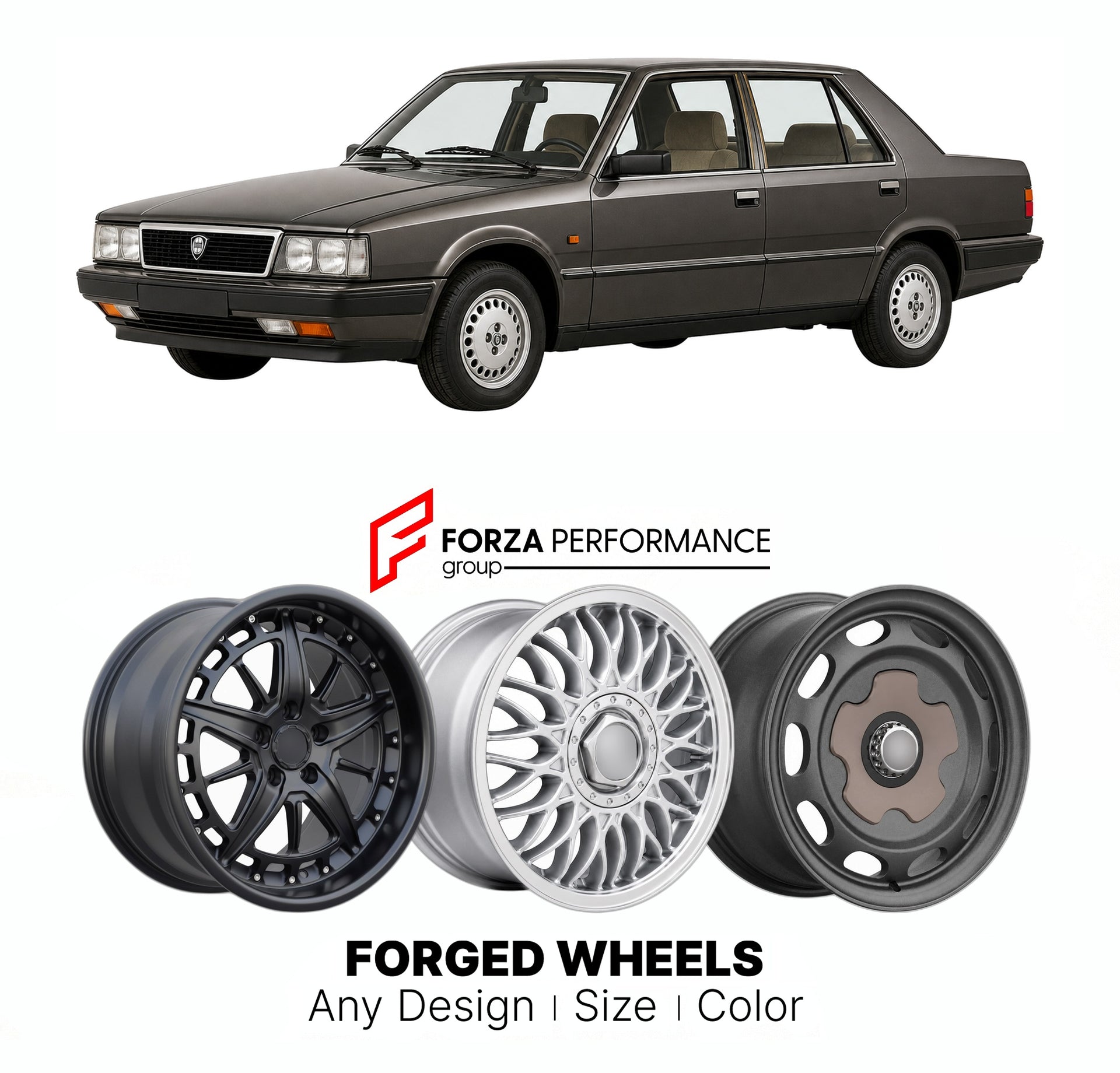 CUSTOM CLASSIC VINTAGE RESTOMOD RETRO OLD SCHOOL FORGED WHEELS RIMS for LANCIA THEMA 1984 - 1994

Custom forged wheels for Lancia Thema 1984 - 1994. Classic, vintage, restomod wheel designs made to order in custom sizes, offsets, colors and finishes.

We manufacture premium quality forged wheels rims for Lancia Thema 1984 - 1994 in any design, size, color.

THIS WHEEL DESIGN CAN BE CUSTOM-MADE FOR YOUR CAR IN ANY SIZE AND COLOR OPTIONS
Available in monoblock, 2-piece, 3-piece, duoblock, beadlock
3D wheel re