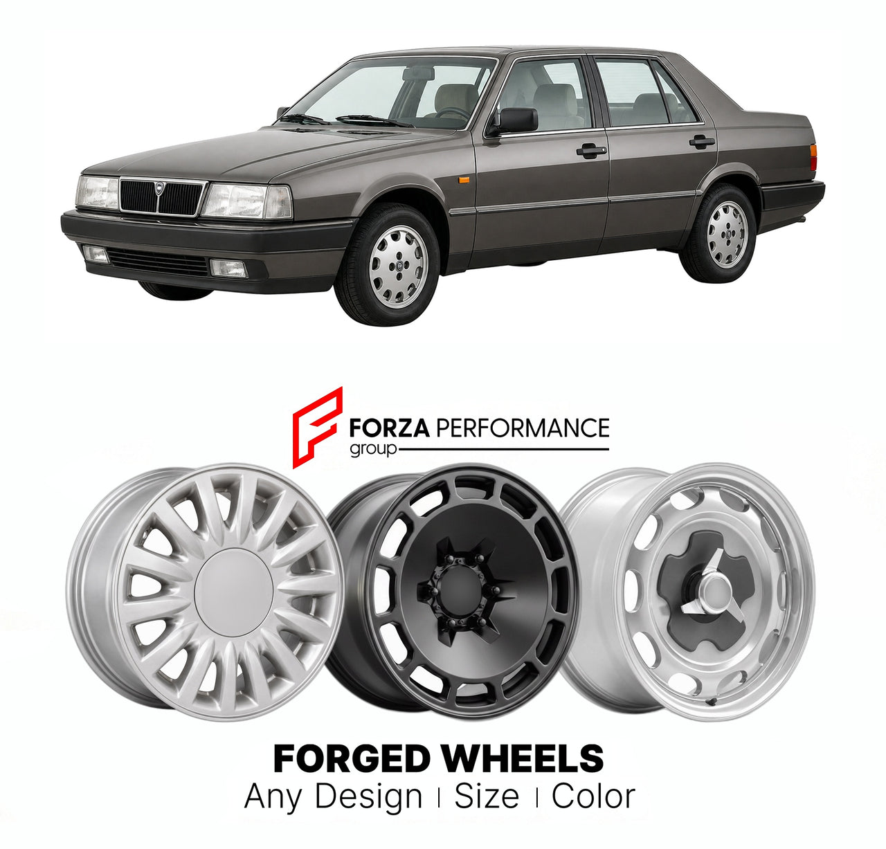 CUSTOM CLASSIC VINTAGE RESTOMOD RETRO OLD SCHOOL FORGED WHEELS RIMS for LANCIA THEMA TYPE 834 1984 - 1994

Custom forged wheels for Lancia Thema Type 834 1984 - 1994. Classic, vintage, restomod wheel designs made to order in custom sizes, offsets, colors and finishes.

We manufacture premium quality forged wheels rims for Lancia Thema Type 834 1984 - 1994 in any design, size, color.

THIS WHEEL DESIGN CAN BE CUSTOM-MADE FOR YOUR CAR IN ANY SIZE AND COLOR OPTIONS
Available in monoblock, 2-piece, 3-piece, duo