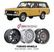 CUSTOM CLASSIC VINTAGE RESTOMOD RETRO OLD SCHOOL FORGED WHEELS RIMS for LAND ROVER RANGE ROVER CLASSIC 1970 - 1994

Custom forged wheels for Land Rover Range Rover Classic 1970 - 1994. Classic, vintage, restomod wheel designs made to order in custom sizes, offsets, colors and finishes.

We manufacture premium quality forged wheels rims for Land Rover Range Rover Classic 1970 - 1994 in any design, size, color.

THIS WHEEL DESIGN CAN BE CUSTOM-MADE FOR YOUR CAR IN ANY SIZE AND COLOR OPTIONS
Available in monob