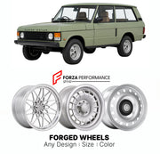 CUSTOM CLASSIC VINTAGE RESTOMOD RETRO OLD SCHOOL FORGED WHEELS RIMS for LAND ROVER RANGE ROVER CLASSIC 1981 - 1994

Custom forged wheels for Land Rover Range Rover Classic 1981 - 1994. Classic, vintage, restomod wheel designs made to order in custom sizes, offsets, colors and finishes.

We manufacture premium quality forged wheels rims for Land Rover Range Rover Classic 1981 - 1994 in any design, size, color.

THIS WHEEL DESIGN CAN BE CUSTOM-MADE FOR YOUR CAR IN ANY SIZE AND COLOR OPTIONS
Available in monob