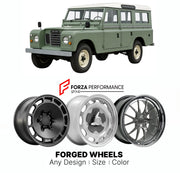 CUSTOM CLASSIC VINTAGE RESTOMOD RETRO OLD SCHOOL FORGED WHEELS RIMS for LAND ROVER SERIES III 1971 - 1985

Custom forged wheels for Land Rover Series III 1971 - 1985. Classic, vintage, restomod wheel designs made to order in custom sizes, offsets, colors and finishes.

We manufacture premium quality forged wheels rims for Land Rover Series III 1971 - 1985 in any design, size, color.

THIS WHEEL DESIGN CAN BE CUSTOM-MADE FOR YOUR CAR IN ANY SIZE AND COLOR OPTIONS
Available in monoblock, 2-piece, 3-piece, duo