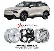 Custom forged wheels for Leapmotor A10 B03X 2026+. Made-to-order monoblock, 2-piece and 3-piece wheels in custom sizes, offsets, colors and finishes with guaranteed vehicle fitment.

We manufacture premium quality forged wheels rims for Leapmotor A10 B03X 2026+ in any design, size, color.

THIS WHEEL DESIGN CAN BE CUSTOM-MADE FOR YOUR CAR IN ANY SIZE AND COLOR OPTIONS
Available in monoblock, 2-piece, 3-piece, duoblock, beadlock
3D wheel renderings are provided according to the exact dimensions and specifica