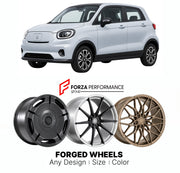 Custom forged wheels for Leapmotor T03 2020+. Made-to-order monoblock, 2-piece and 3-piece wheels in custom sizes, offsets, colors and finishes with guaranteed vehicle fitment.

We manufacture premium quality forged wheels rims for Leapmotor T03 2020+ in any design, size, color.

THIS WHEEL DESIGN CAN BE CUSTOM-MADE FOR YOUR CAR IN ANY SIZE AND COLOR OPTIONS
Available in monoblock, 2-piece, 3-piece, duoblock, beadlock
3D wheel renderings are provided according to the exact dimensions and specifications requ