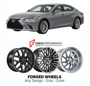 FORGED WHEELS RIMS for LEXUS ES XZ10 2018 - 2021

Custom forged wheels for Lexus ES XZ10 2018 - 2021. Made-to-order monoblock, 2-piece and 3-piece rims in custom sizes, offsets, colors and finishes with guaranteed fitment.

We manufacture premium quality forged wheels rims for Lexus ES XZ10 2018 - 2021 in any design, size, color.

JDM WHEEL DESIGNS: our Japanese collection for sedans and wagons includes designs inspired by Weds Kranze, Wald, Leon Hardiritt, Vossen, Kuhl Racing, Aimgain, Work Wheels, TRD, SS