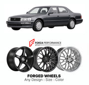 CUSTOM CLASSIC VINTAGE RESTOMOD RETRO OLD SCHOOL FORGED WHEELS RIMS for LEXUS LS XF10 1989 - 1994

Custom forged wheels for Lexus LS XF10 1989 - 1994. Classic, vintage, restomod and retro JDM wheel designs made to order in custom sizes, offsets, colors and finishes with guaranteed fitment.

We manufacture premium quality forged wheels rims for Lexus LS XF10 1989 - 1994 in any design, size, color.

JDM WHEEL DESIGNS: our Japanese collection for sedans and wagons includes designs inspired by Weds Kranze, Leon