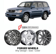 FORGED WHEELS RIMS for LEXUS LX J100 FACELIFT 2003 - 2007

Custom forged wheels for Lexus LX J100 Facelift 2003 - 2007. Made-to-order monoblock, 2-piece and 3-piece rims in custom sizes, offsets, colors and finishes with guaranteed fitment.

We manufacture premium quality forged wheels rims for Lexus LX J100 Facelift 2003 - 2007 in any design, size, color.

JDM WHEEL DESIGNS: our Japanese collection for SUVs and pickups includes designs inspired by Bradley V, Method Race Wheels, Forgiato, Kuhl Racing, Mugen
