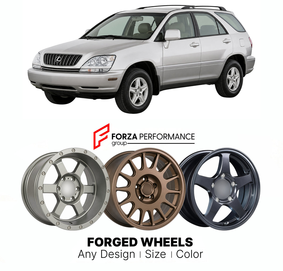 CUSTOM CLASSIC VINTAGE RESTOMOD RETRO OLD SCHOOL FORGED WHEELS RIMS for LEXUS RX XU10 1999 - 2003

Custom forged wheels for Lexus RX XU10 1999 - 2003. Classic, vintage, restomod and retro JDM wheel designs made to order in custom sizes, offsets, colors and finishes with guaranteed fitment.

We manufacture premium quality forged wheels rims for Lexus RX XU10 1999 - 2003 in any design, size, color.

JDM WHEEL DESIGNS: our Japanese collection for SUVs and pickups includes designs inspired by Bradley V, Method 