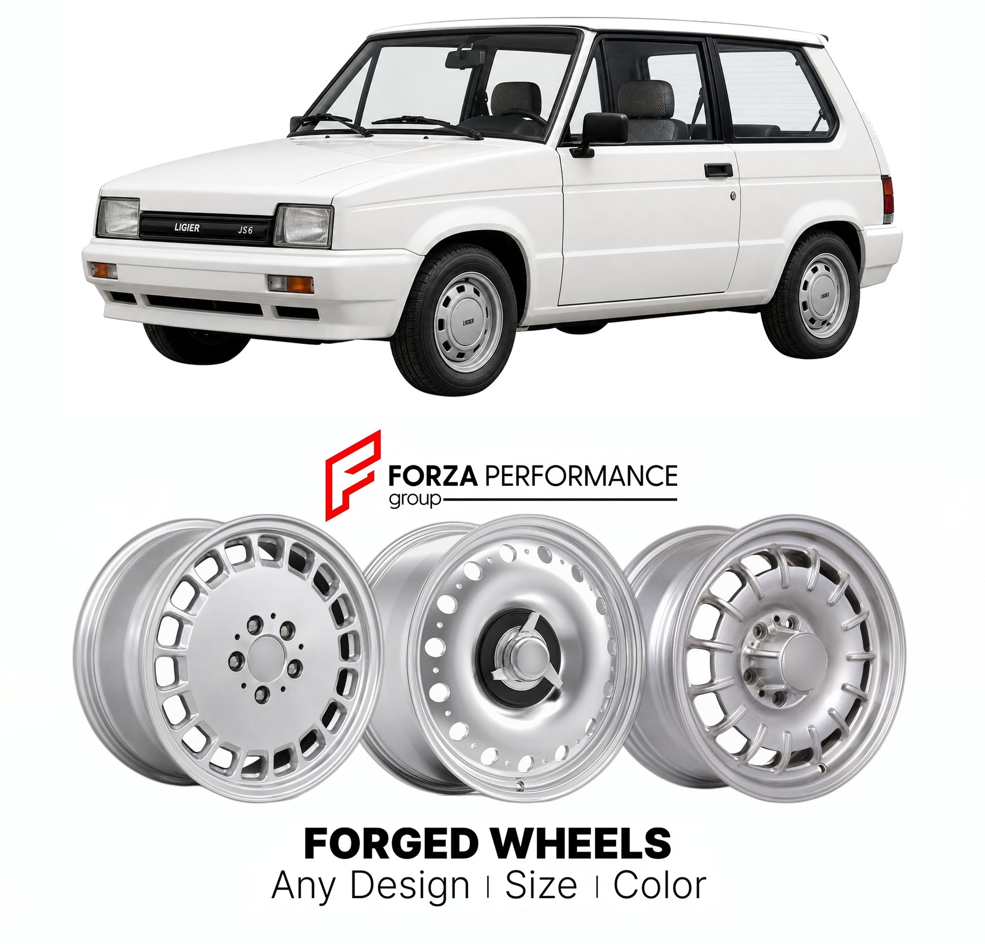 CUSTOM CLASSIC VINTAGE RESTOMOD RETRO OLD SCHOOL FORGED WHEELS RIMS for LIGIER JS6 1984 - 1989

Custom forged wheels for Ligier JS6 1984 - 1989. Classic, vintage, restomod wheel designs made to order in custom sizes, offsets, colors and finishes.

We manufacture premium quality forged wheels rims for Ligier JS6 1984 - 1989 in any design, size, color.

THIS WHEEL DESIGN CAN BE CUSTOM-MADE FOR YOUR CAR IN ANY SIZE AND COLOR OPTIONS
Available in monoblock, 2-piece, 3-piece, duoblock, beadlock
3D wheel renderin