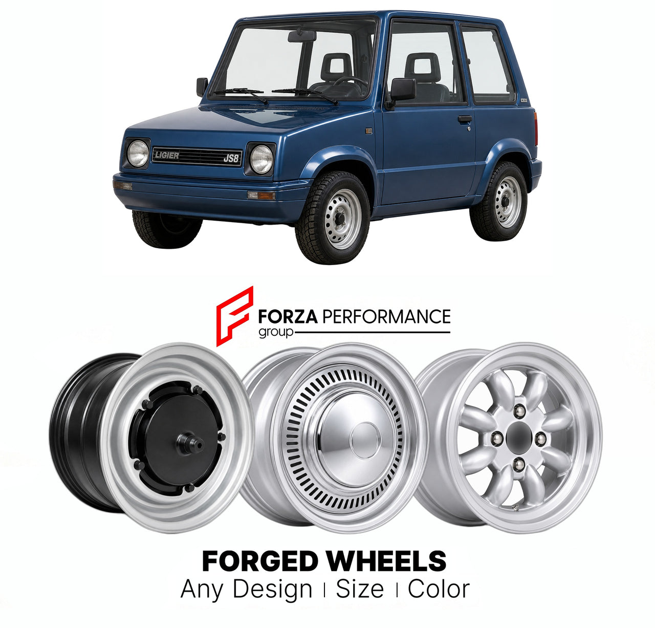CUSTOM CLASSIC VINTAGE RESTOMOD RETRO OLD SCHOOL FORGED WHEELS RIMS for LIGIER JS8 1990 - 1993

Custom forged wheels for Ligier JS8 1990 - 1993. Classic, vintage, restomod wheel designs made to order in custom sizes, offsets, colors and finishes.

We manufacture premium quality forged wheels rims for Ligier JS8 1990 - 1993 in any design, size, color.

THIS WHEEL DESIGN CAN BE CUSTOM-MADE FOR YOUR CAR IN ANY SIZE AND COLOR OPTIONS
Available in monoblock, 2-piece, 3-piece, duoblock, beadlock
3D wheel renderin