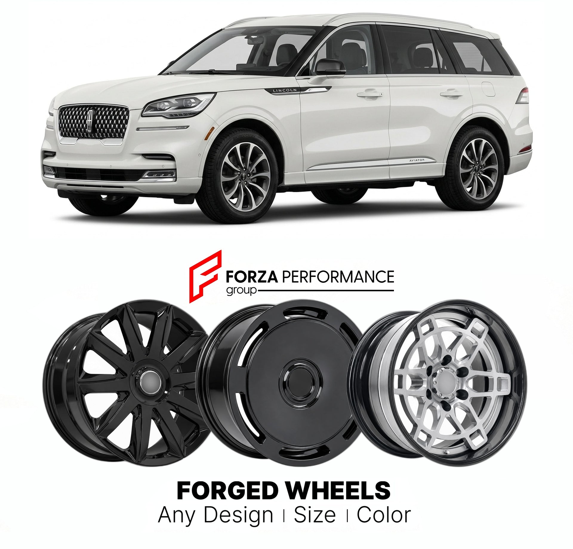FORGED WHEELS RIMS for LINCOLN AVIATOR 2020+

Custom forged wheels for Lincoln Aviator 2020+. Made-to-order monoblock, 2-piece and 3-piece rims in custom sizes, offsets, colors and finishes with guaranteed fitment.

We manufacture premium quality forged wheels rims for Lincoln Aviator 2020+ in any design, size, color.

THIS WHEEL DESIGN CAN BE CUSTOM-MADE FOR YOUR CAR IN ANY SIZE AND COLOR OPTIONS
Available in monoblock, 2-piece, 3-piece, duoblock, beadlock
3D wheel renderings are provided according to the 