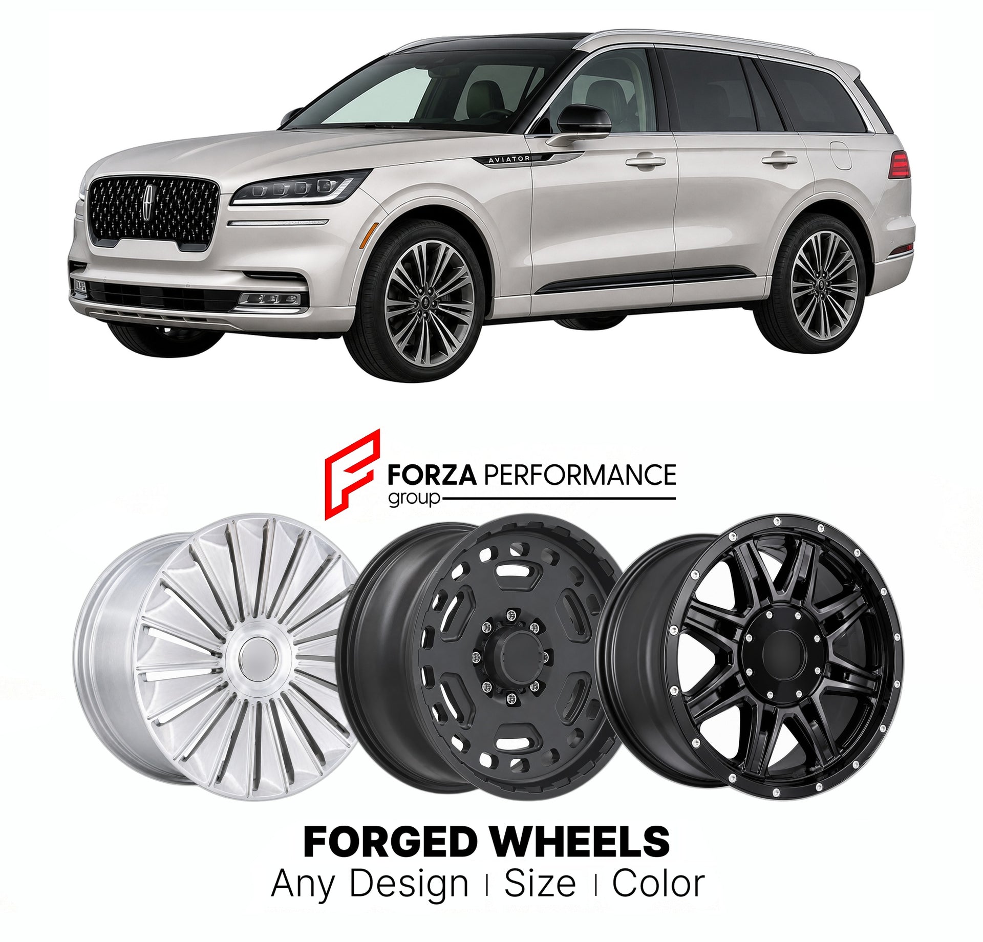 FORGED WHEELS RIMS for LINCOLN AVIATOR GRAND TOURING 2003+

Custom forged wheels for Lincoln Aviator Grand Touring 2003+. Made-to-order monoblock, 2-piece and 3-piece rims in custom sizes, offsets, colors and finishes with guaranteed fitment.

We manufacture premium quality forged wheels rims for Lincoln Aviator Grand Touring 2003+ in any design, size, color.

THIS WHEEL DESIGN CAN BE CUSTOM-MADE FOR YOUR CAR IN ANY SIZE AND COLOR OPTIONS
Available in monoblock, 2-piece, 3-piece, duoblock, beadlock
3D wheel