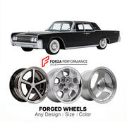 CUSTOM CLASSIC VINTAGE RESTOMOD RETRO OLD SCHOOL FORGED WHEELS RIMS for LINCOLN CONTINENTAL 1958 - 1960
Custom forged wheels for classic American muscle cars. Ideal for restomod builds, vintage restorations, and show cars. Deep dish and retro styling available.

We manufacture premium quality forged wheels rims for Lincoln Continental 1958 - 1960 in any design, size, color.

THIS WHEEL DESIGN CAN BE CUSTOM-MADE FOR YOUR CAR IN ANY SIZE AND COLOR OPTIONS
Available in monoblock, 2-piece, 3-piece, duoblock, be