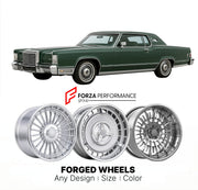 CUSTOM CLASSIC VINTAGE RESTOMOD RETRO OLD SCHOOL FORGED WHEELS RIMS for LINCOLN CONTINENTAL 1970 - 1979
Custom forged wheels for classic American muscle cars. Ideal for restomod builds, vintage restorations, and show cars. Deep dish and retro styling available.

We manufacture premium quality forged wheels rims for Lincoln Continental 1970 - 1979 in any design, size, color.

THIS WHEEL DESIGN CAN BE CUSTOM-MADE FOR YOUR CAR IN ANY SIZE AND COLOR OPTIONS
Available in monoblock, 2-piece, 3-piece, duoblock, be