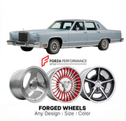 CUSTOM CLASSIC VINTAGE RESTOMOD RETRO OLD SCHOOL FORGED WHEELS RIMS for LINCOLN CONTINENTAL 1982 - 1987
Custom forged wheels for classic American muscle cars. Ideal for restomod builds, vintage restorations, and show cars. Deep dish and retro styling available.

We manufacture premium quality forged wheels rims for Lincoln Continental 1982 - 1987 in any design, size, color.

THIS WHEEL DESIGN CAN BE CUSTOM-MADE FOR YOUR CAR IN ANY SIZE AND COLOR OPTIONS
Available in monoblock, 2-piece, 3-piece, duoblock, be