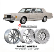 CUSTOM CLASSIC VINTAGE RESTOMOD RETRO OLD SCHOOL FORGED WHEELS RIMS for LINCOLN CONTINENTAL 1988 - 1990
Custom forged wheels for classic American muscle cars. Ideal for restomod builds, vintage restorations, and show cars. Deep dish and retro styling available.

We manufacture premium quality forged wheels rims for Lincoln Continental 1988 - 1990 in any design, size, color.

THIS WHEEL DESIGN CAN BE CUSTOM-MADE FOR YOUR CAR IN ANY SIZE AND COLOR OPTIONS
Available in monoblock, 2-piece, 3-piece, duoblock, be