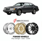 FORGED WHEELS RIMS for LINCOLN CONTINENTAL MARK VII 1990 - 1992

Custom forged wheels for Lincoln Continental Mark VII 1990 - 1992. Made-to-order monoblock, 2-piece and 3-piece rims in custom sizes, offsets, colors and finishes with guaranteed fitment.

We manufacture premium quality forged wheels rims for Lincoln Continental Mark VII 1990 - 1992 in any design, size, color.

THIS WHEEL DESIGN CAN BE CUSTOM-MADE FOR YOUR CAR IN ANY SIZE AND COLOR OPTIONS
Available in monoblock, 2-piece, 3-piece, duoblock, be