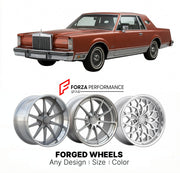 CUSTOM CLASSIC VINTAGE RESTOMOD RETRO OLD SCHOOL FORGED WHEELS RIMS for LINCOLN CONTINENTAL MARK VI 1980 - 1983
Custom forged wheels for classic American muscle cars. Ideal for restomod builds, vintage restorations, and show cars. Deep dish and retro styling available.

We manufacture premium quality forged wheels rims for Lincoln Continental Mark VI 1980 - 1983 in any design, size, color.

THIS WHEEL DESIGN CAN BE CUSTOM-MADE FOR YOUR CAR IN ANY SIZE AND COLOR OPTIONS
Available in monoblock, 2-piece, 3-pie