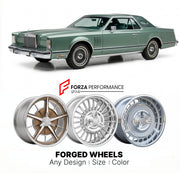 CUSTOM CLASSIC VINTAGE RESTOMOD RETRO OLD SCHOOL FORGED WHEELS RIMS for LINCOLN CONTINENTAL MARK V 1977 - 1979
Custom forged wheels for classic American muscle cars. Ideal for restomod builds, vintage restorations, and show cars. Deep dish and retro styling available.

We manufacture premium quality forged wheels rims for Lincoln Continental Mark V 1977 - 1979 in any design, size, color.

THIS WHEEL DESIGN CAN BE CUSTOM-MADE FOR YOUR CAR IN ANY SIZE AND COLOR OPTIONS
Available in monoblock, 2-piece, 3-piece
