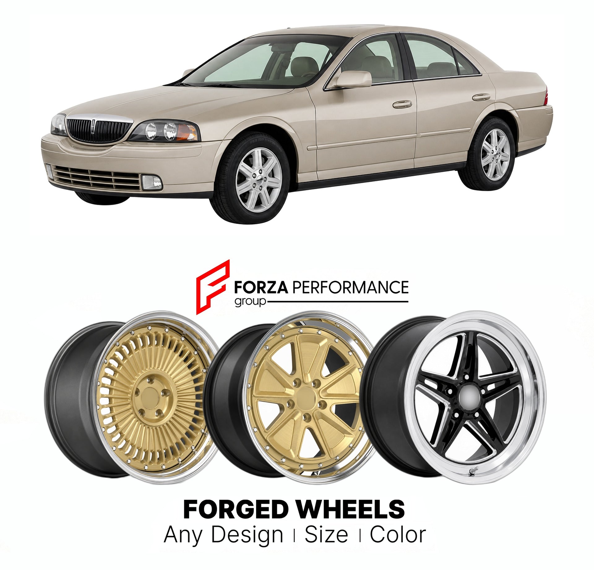 FORGED WHEELS RIMS for LINCOLN LS V6 2000 - 2006

Custom forged wheels for Lincoln LS V6 2000 - 2006. Made-to-order monoblock, 2-piece and 3-piece rims in custom sizes, offsets, colors and finishes with guaranteed fitment.

We manufacture premium quality forged wheels rims for Lincoln LS V6 2000 - 2006 in any design, size, color.

THIS WHEEL DESIGN CAN BE CUSTOM-MADE FOR YOUR CAR IN ANY SIZE AND COLOR OPTIONS
Available in monoblock, 2-piece, 3-piece, duoblock, beadlock
3D wheel renderings are provided accor