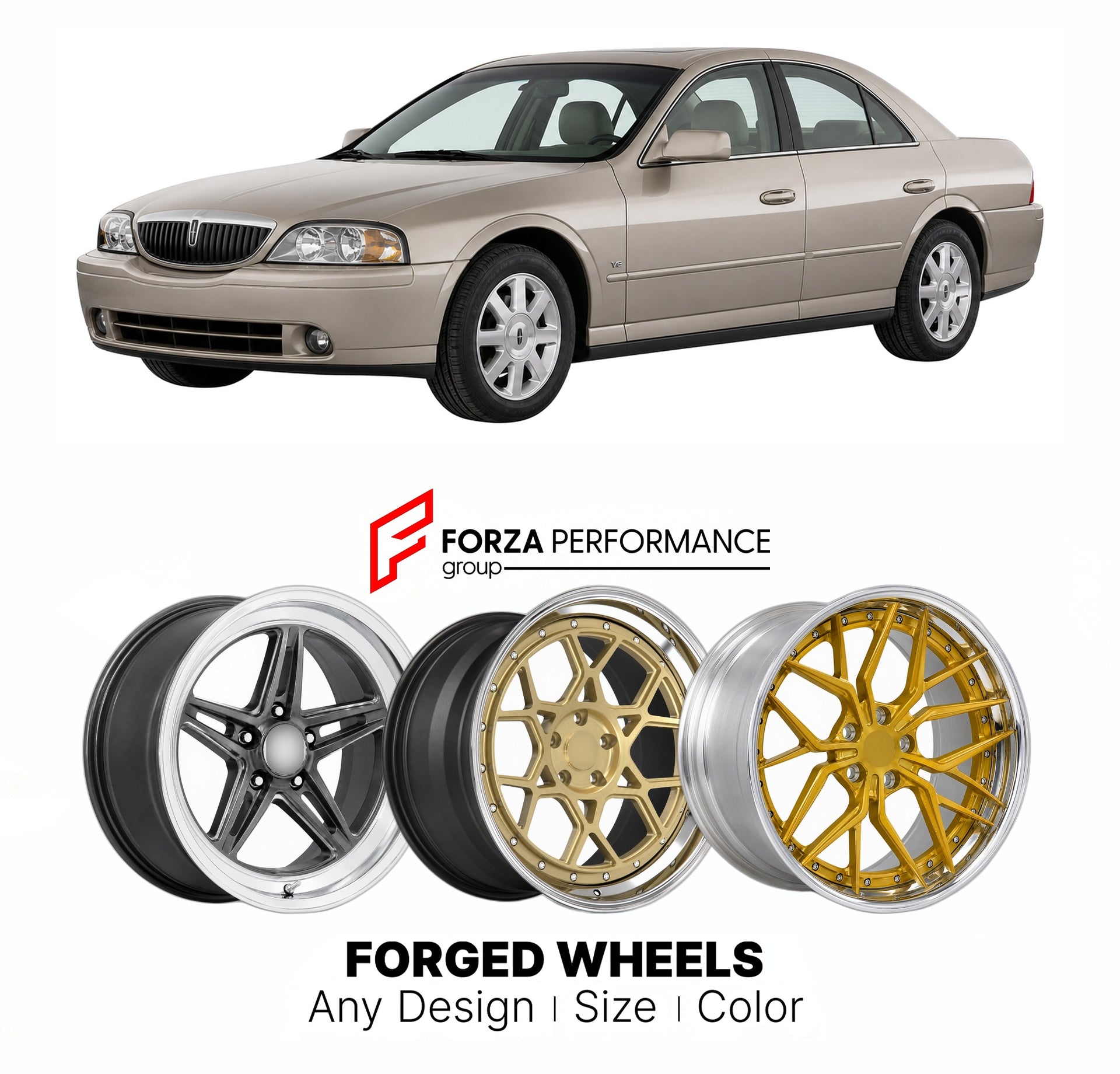 FORGED WHEELS RIMS for LINCOLN LS V8 2000 - 2006

Custom forged wheels for Lincoln LS V8 2000 - 2006. Made-to-order monoblock, 2-piece and 3-piece rims in custom sizes, offsets, colors and finishes with guaranteed fitment.

We manufacture premium quality forged wheels rims for Lincoln LS V8 2000 - 2006 in any design, size, color.

THIS WHEEL DESIGN CAN BE CUSTOM-MADE FOR YOUR CAR IN ANY SIZE AND COLOR OPTIONS
Available in monoblock, 2-piece, 3-piece, duoblock, beadlock
3D wheel renderings are provided accor