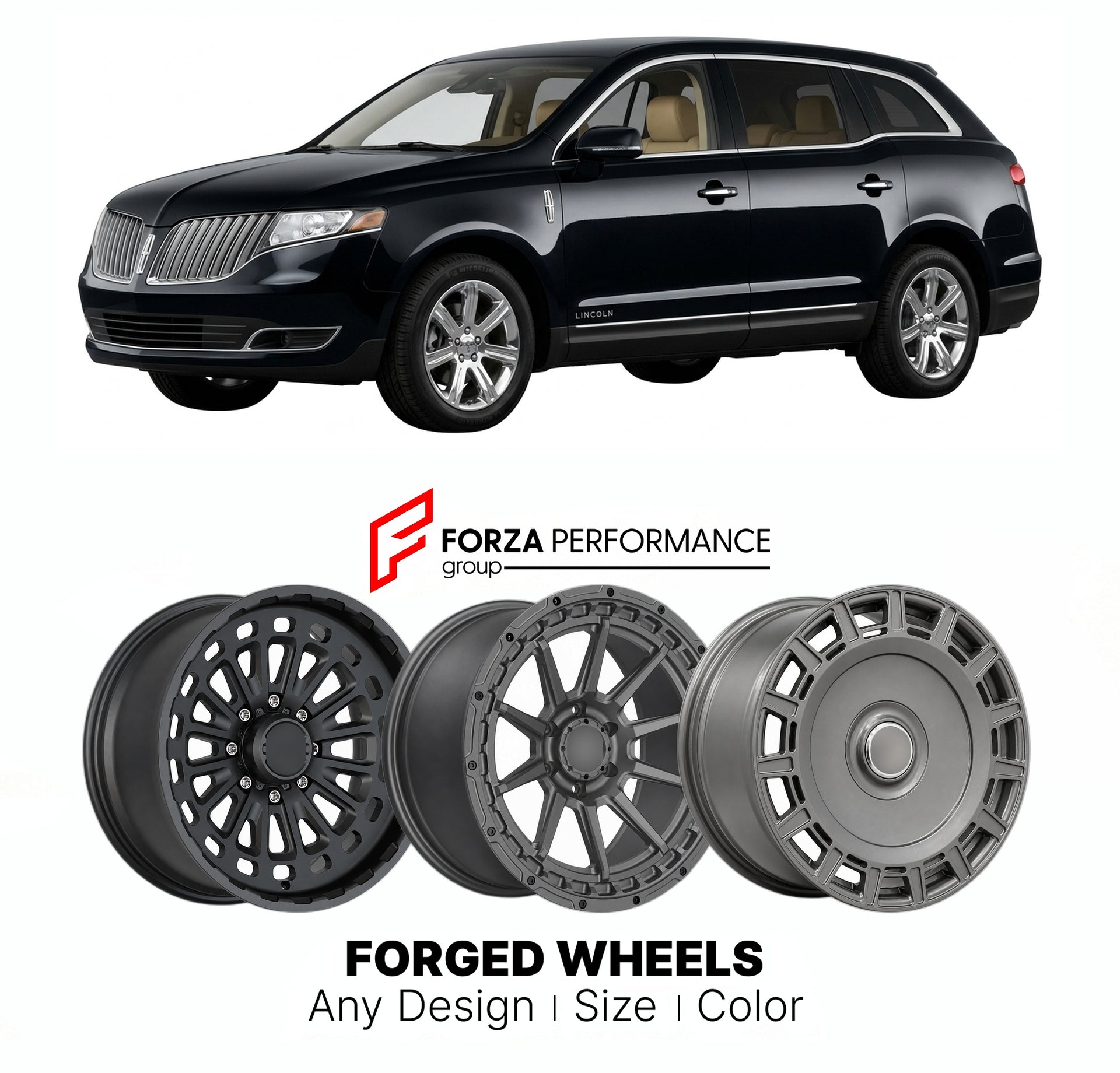 FORGED WHEELS RIMS for LINCOLN MKT 2010 - 2019

Custom forged wheels for Lincoln MKT 2010 - 2019. Made-to-order monoblock, 2-piece and 3-piece rims in custom sizes, offsets, colors and finishes with guaranteed fitment.

We manufacture premium quality forged wheels rims for Lincoln MKT 2010 - 2019 in any design, size, color.

THIS WHEEL DESIGN CAN BE CUSTOM-MADE FOR YOUR CAR IN ANY SIZE AND COLOR OPTIONS
Available in monoblock, 2-piece, 3-piece, duoblock, beadlock
3D wheel renderings are provided according t