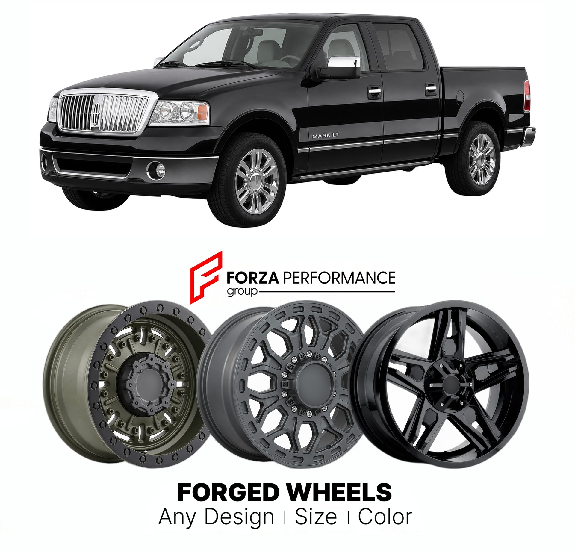 FORGED WHEELS RIMS for LINCOLN MARK LT US MARKET 2006 - 2014

Custom forged wheels for Lincoln Mark LT US Market 2006 - 2014. Made-to-order monoblock, 2-piece and 3-piece rims in custom sizes, offsets, colors and finishes with guaranteed fitment.

We manufacture premium quality forged wheels rims for Lincoln Mark LT US Market 2006 - 2014 in any design, size, color.

THIS WHEEL DESIGN CAN BE CUSTOM-MADE FOR YOUR CAR IN ANY SIZE AND COLOR OPTIONS
Available in monoblock, 2-piece, 3-piece, duoblock, beadlock
3D