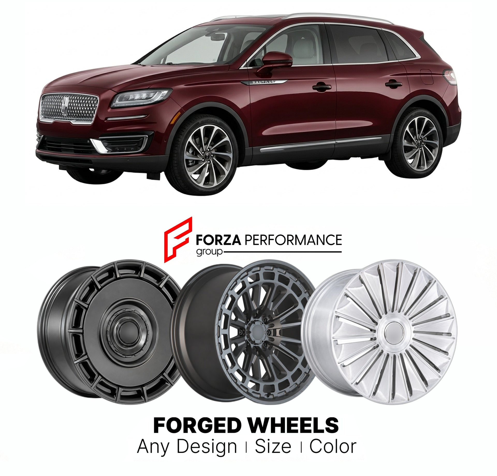 FORGED WHEELS RIMS for LINCOLN NAUTILUS 2019 - 2023

Custom forged wheels for Lincoln Nautilus 2019 - 2023. Made-to-order monoblock, 2-piece and 3-piece rims in custom sizes, offsets, colors and finishes with guaranteed fitment.

We manufacture premium quality forged wheels rims for Lincoln Nautilus 2019 - 2023 in any design, size, color.

THIS WHEEL DESIGN CAN BE CUSTOM-MADE FOR YOUR CAR IN ANY SIZE AND COLOR OPTIONS
Available in monoblock, 2-piece, 3-piece, duoblock, beadlock
3D wheel renderings are provi