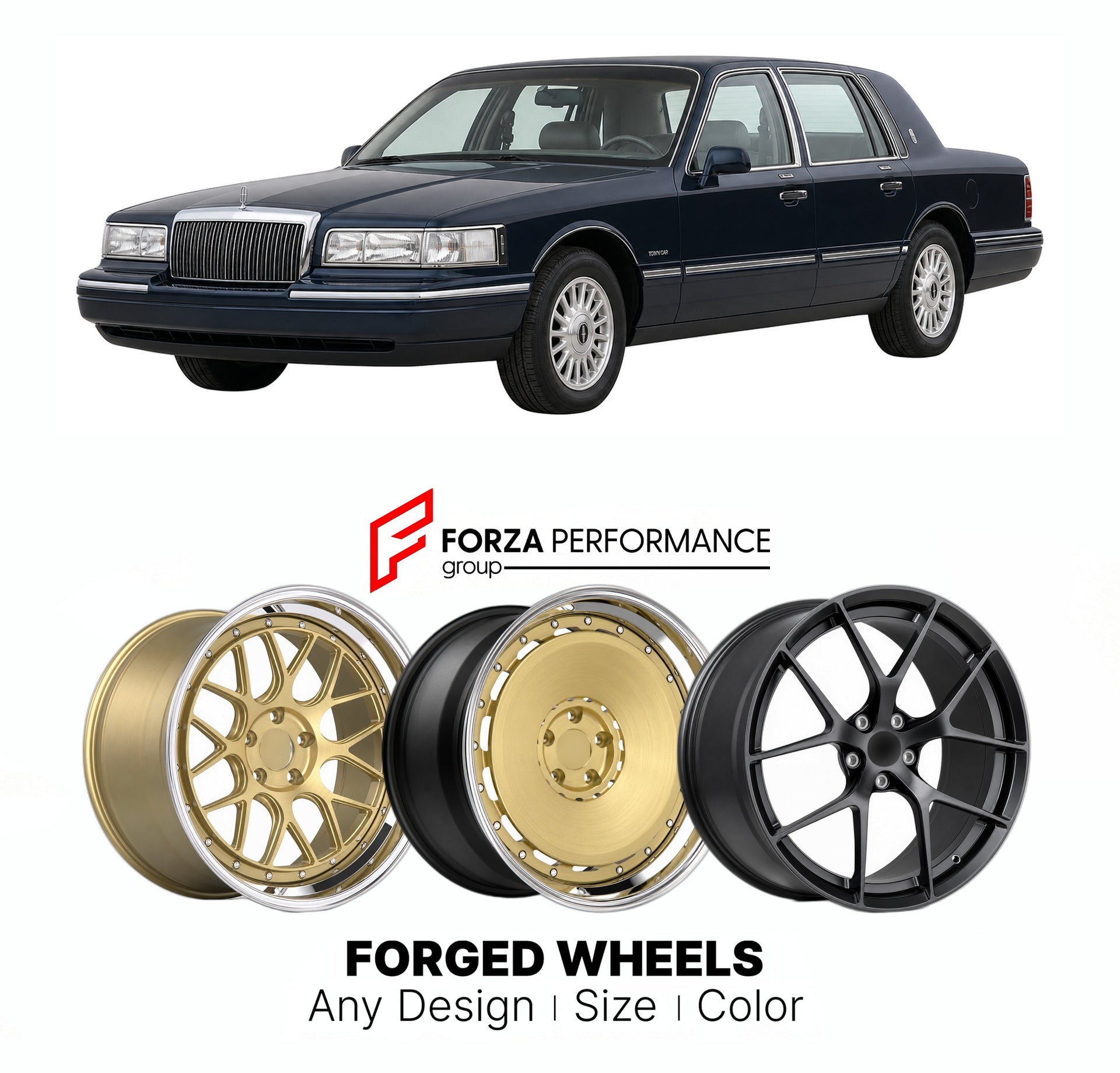 FORGED WHEELS RIMS for LINCOLN TOWN CAR SIGNATURE 1990 - 2011

Custom forged wheels for Lincoln Town Car Signature 1990 - 2011. Made-to-order monoblock, 2-piece and 3-piece rims in custom sizes, offsets, colors and finishes with guaranteed fitment.

We manufacture premium quality forged wheels rims for Lincoln Town Car Signature 1990 - 2011 in any design, size, color.

THIS WHEEL DESIGN CAN BE CUSTOM-MADE FOR YOUR CAR IN ANY SIZE AND COLOR OPTIONS
Available in monoblock, 2-piece, 3-piece, duoblock, beadlock