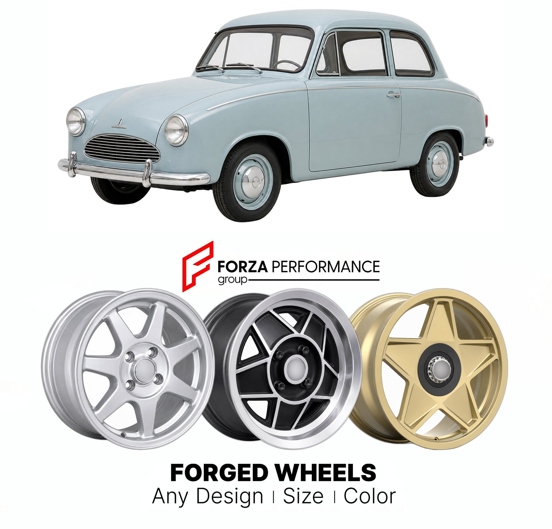CUSTOM CLASSIC VINTAGE RESTOMOD RETRO OLD SCHOOL FORGED WHEELS RIMS for LLOYD ALEXANDER FINAL 1957 - 1961

Custom forged wheels for Lloyd Alexander Final 1957 - 1961. Classic, vintage, restomod wheel designs made to order in custom sizes, offsets, colors and finishes.

We manufacture premium quality forged wheels rims for Lloyd Alexander Final 1957 - 1961 in any design, size, color.

THIS WHEEL DESIGN CAN BE CUSTOM-MADE FOR YOUR CAR IN ANY SIZE AND COLOR OPTIONS
Available in monoblock, 2-piece, 3-piece, duo
