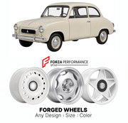 CUSTOM CLASSIC VINTAGE RESTOMOD RETRO OLD SCHOOL FORGED WHEELS RIMS for LLOYD LP 400 LP 600 SMALL 1953 - 1961

Custom forged wheels for Lloyd LP 400 LP 600 Small 1953 - 1961. Classic, vintage, restomod wheel designs made to order in custom sizes, offsets, colors and finishes.

We manufacture premium quality forged wheels rims for Lloyd LP 400 LP 600 Small 1953 - 1961 in any design, size, color.

THIS WHEEL DESIGN CAN BE CUSTOM-MADE FOR YOUR CAR IN ANY SIZE AND COLOR OPTIONS
Available in monoblock, 2-piece, 